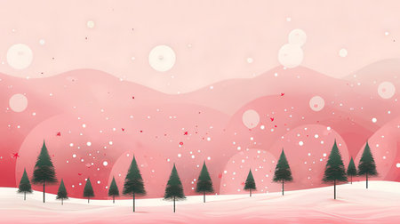 Christmas background with snowflakes and fir trees. Vector illustration.の素材