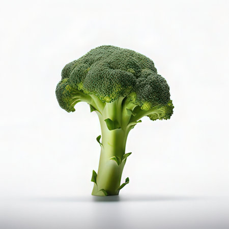 Fresh green broccoli isolated on white background. 3d render illustration.の素材