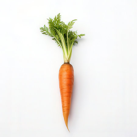 Carrot isolated on white background. Top view. Flat lay.の素材
