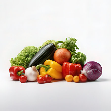 Fresh vegetables isolated on a white background. Healthy food concept. Vegetarian food.の素材