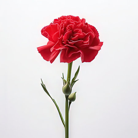 Red carnation isolated on white background. Clipping path included.の素材