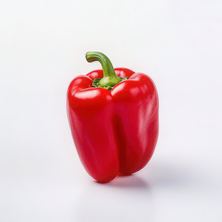 Red bell pepper isolated on white background. Copy space for text.の素材