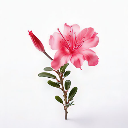 Pink azalea flower isolated on white background with clipping path.の素材