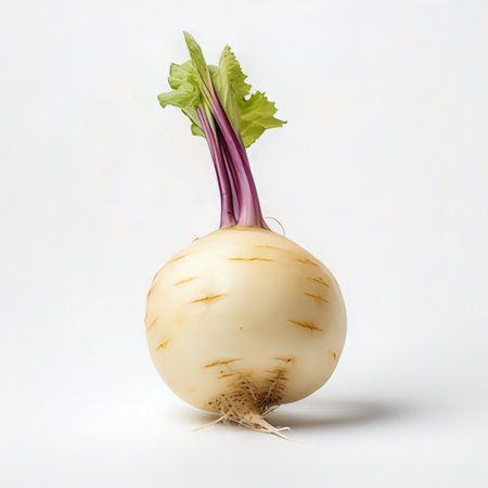 Fresh turnip with green leaves on a white background. Isolatedの素材