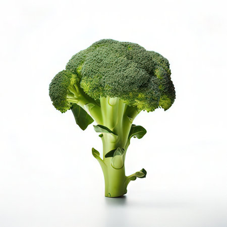 Fresh green broccoli isolated on white background. Healthy food. Studio shot.の素材