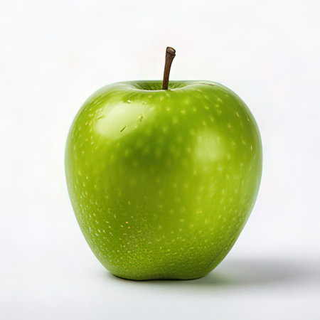 Green apple on a white background. Close-up. Isolatedの素材