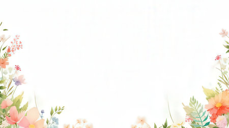 Watercolor Floral Background, Vector Illustration. Spring Flowers.の素材