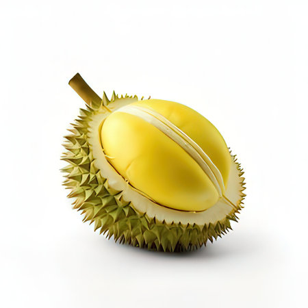 Durian fruit isolated on white background. 3D illustration. High resolution.の素材