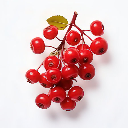 Bunch of red rowan berries isolated on a white background.の素材