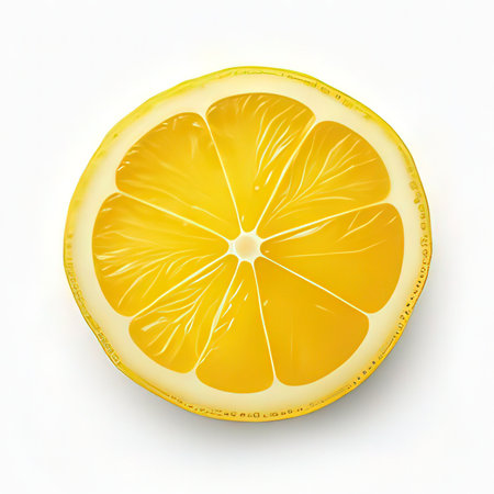 Lemon slice isolated on white background. 3d render illustration.の素材