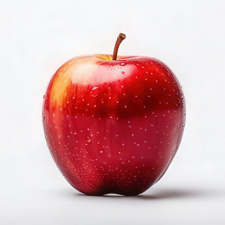 Red apple with water drops isolated on white background. 3d illustrationの素材