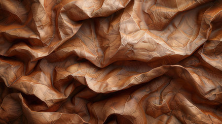 Brown crumpled paper as background. Close-up image.の素材