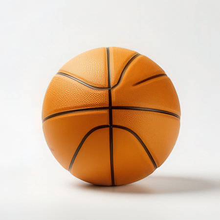 Basketball ball isolated on white background. 3D illustration. Clipping path included.の素材