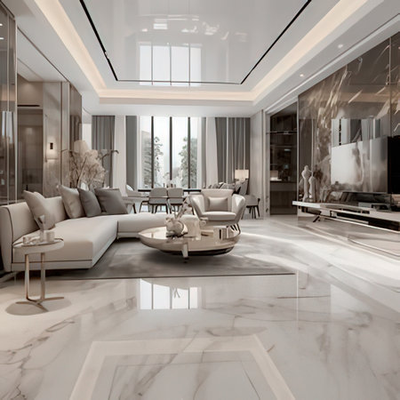 3d rendering luxury and modern living room and dining room with tvの素材
