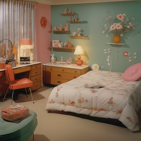 Interior of a children's room with a bed and toys.の素材