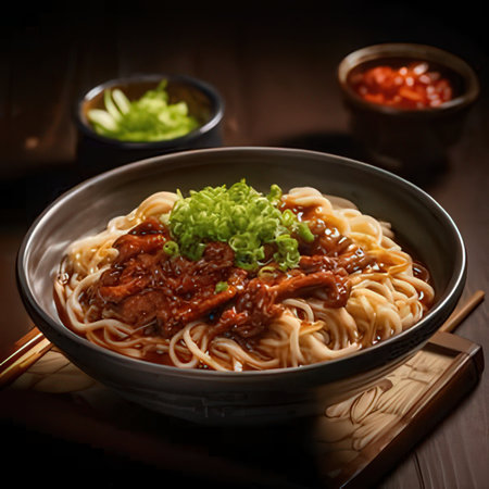 japanese food, kimchi udon noodles with porkの素材