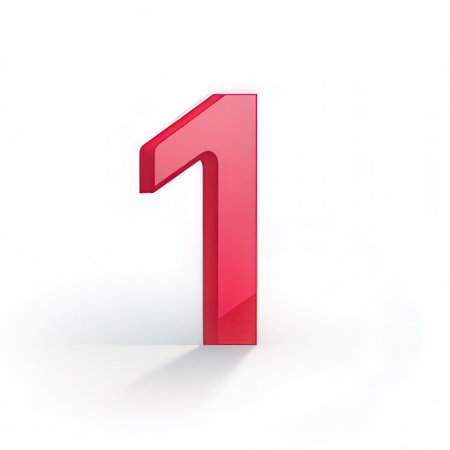 3d image Red number 1 on a white background. 3d renderingの素材