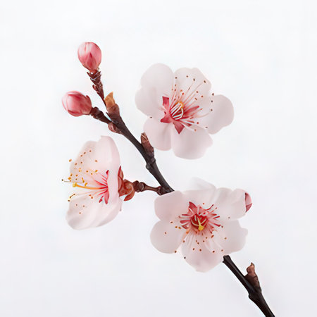 Apricot blossom isolated on white background with clipping path.の素材