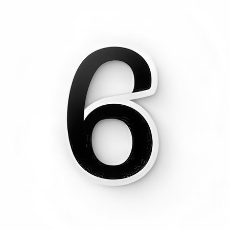 number 6 on a white background (high resolution 3D image)の素材