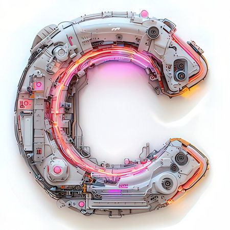 3D rendering of the letter C in the form of a spaceship.の素材