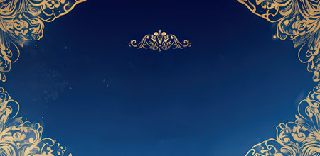 Dark blue background with golden ornaments and place for your textの素材