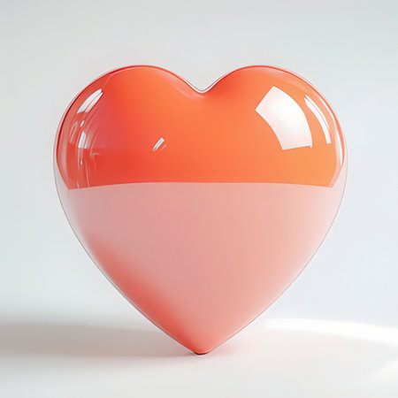 Red heart on a white background. 3d render, 3d illustrationの素材