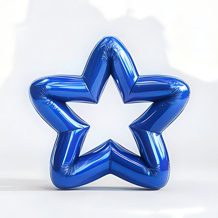 Blue balloon star on a white background. 3d rendering image.の素材