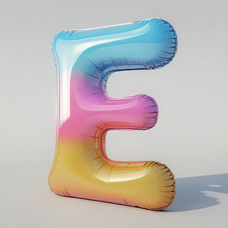 3D Rendering of the letter E in the form of balloonsの素材