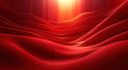 Abstract red background with waves and lines. 3d rendering, 3d illustration.の素材