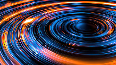 Abstract background with blue and orange spiral rays. 3d rendering.の素材