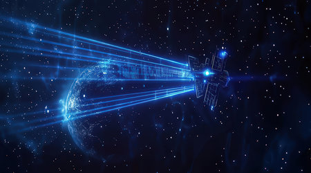 Abstract 3d rendering of global network connection. Futuristic background.の素材