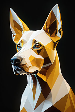 Contemporary art collage of dog head in low poly style.の素材