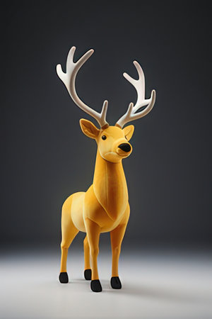 Christmas reindeer made from plasticine on gray background. 3d illustrationの素材