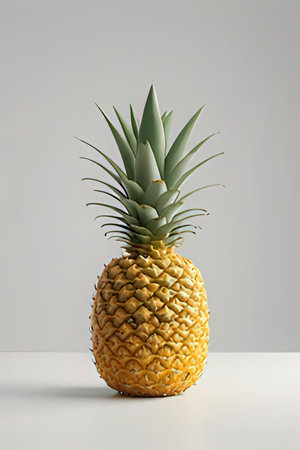 Pineapple isolated on white background. 3d render illustration.の素材