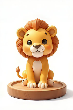 Lion on a white background. 3d render.の素材
