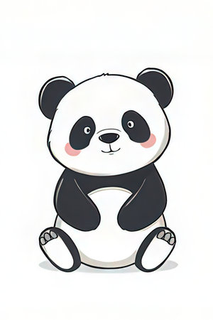 Cute panda sitting on a white background. Vector illustration.の素材