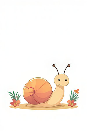 Snail on a white background with space for text. Vector illustration.の素材