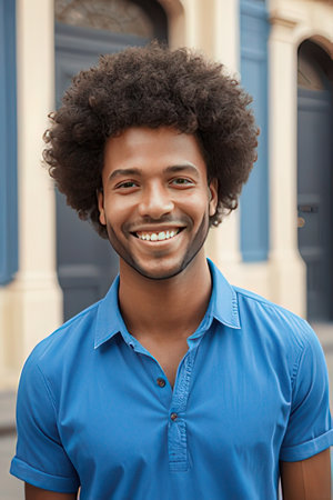 Portrait of a young african american man with afro hairstyleのeditorial素材