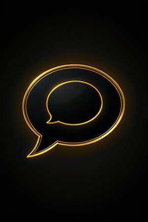Gold speech bubble on a black background. Eps 10 vector file.の素材