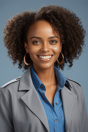 Beautiful african american woman with afro hairstyle smiling at cameraのeditorial素材
