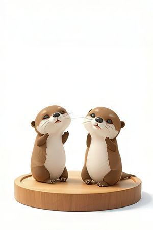 Cute otters on a white background.の素材