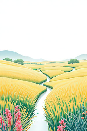 Rice terraces in the countryside. Vector illustration.の素材