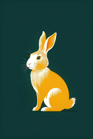 Rabbit on dark green background. Happy Chinese new year.の素材