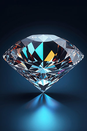 Diamond on a dark background. 3d rendering, 3d illustration.の素材
