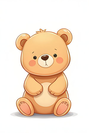 Cute teddy bear sitting on white background. Vector illustration.の素材