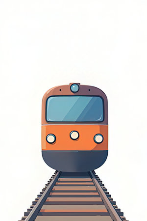Train on rails on a white background. Vector illustration of a train.の素材