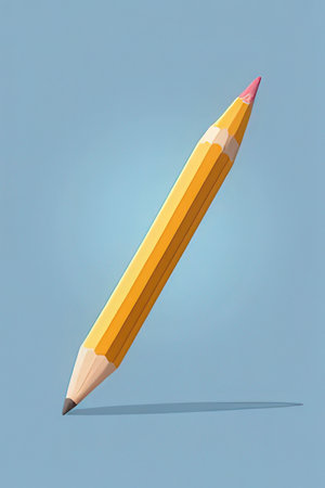 Pencil isolated on a blue background. 3d render illustration.の素材