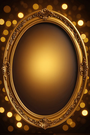 Golden vintage frame on a bokeh background. 3d renderingの素材