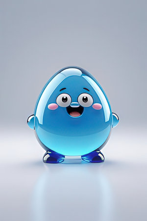 Easter egg with happy face, 3d render, square imageの素材