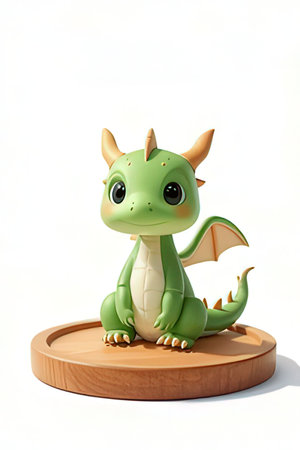 cute green dragon isolated on white background.の素材